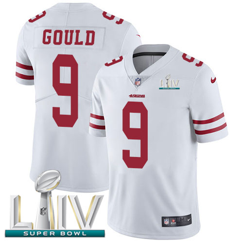 San Francisco 49ers Nike #9 Robbie Gould White Super Bowl LIV 2020 Men Stitched NFL Vapor Untouchable Limited Jersey->san francisco 49ers->NFL Jersey